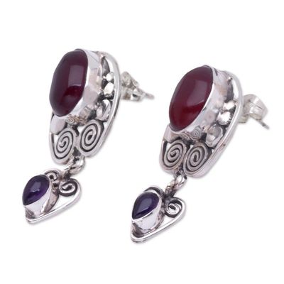 Alternate image for Amethyst and carnelian dangle earrings Illusions