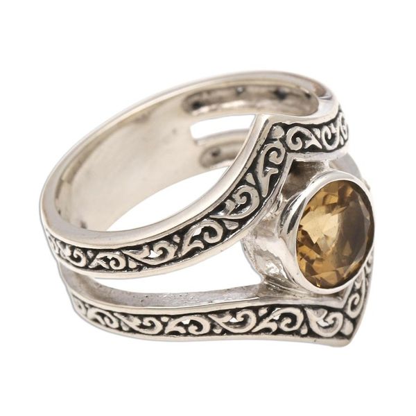 Alternate image for One Carat Citrine and Silver Cocktail Ring Crown of Sunshine