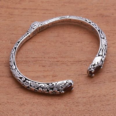 Alternate image for Floral Garnet Cuff Bracelet Crafted in Bali Hint of Twilight