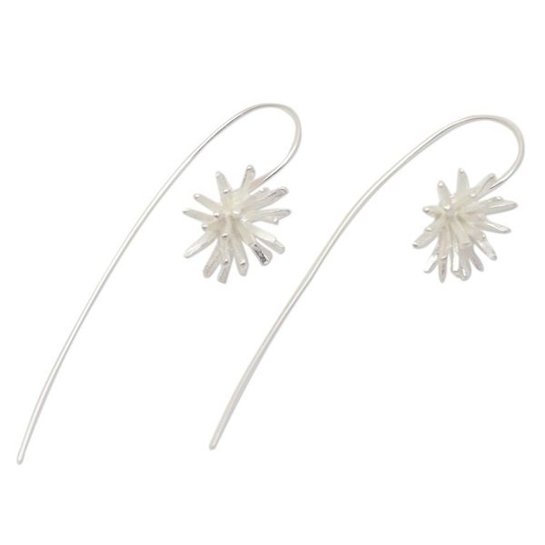 Alternate image for Modern Sterling Silver Drop Earrings Crafted in Bali Coral Glisten