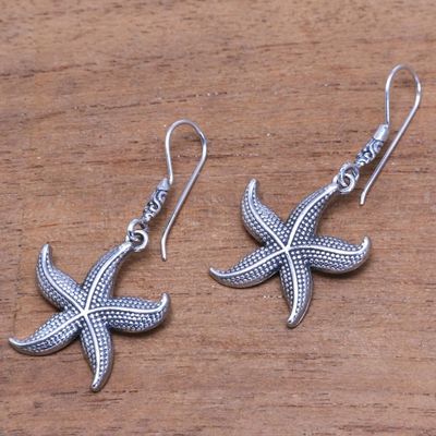 Alternate image for Sterling Silver Starfish Dangle Earrings from Bali Sanur Starfish