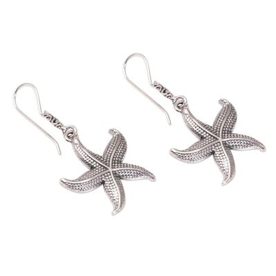 Alternate image for Sterling Silver Starfish Dangle Earrings from Bali Sanur Starfish