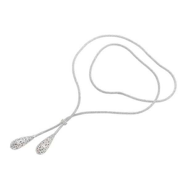 Alternate image for Sterling Silver Lariat Style Necklace from Bali Plain and Fancy