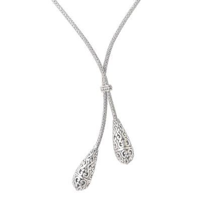 Alternate image for Sterling Silver Lariat Style Necklace from Bali Plain and Fancy