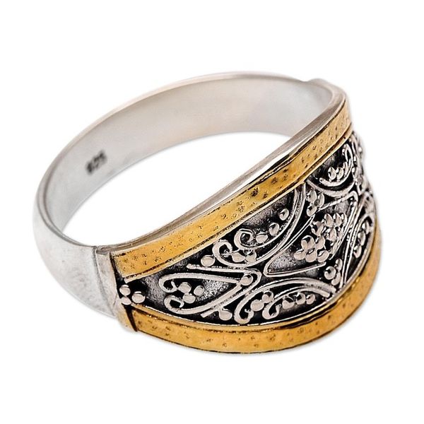 Alternate image for Sterling Silver Statement Ring with 18k Gold Plating Royal Vineyard