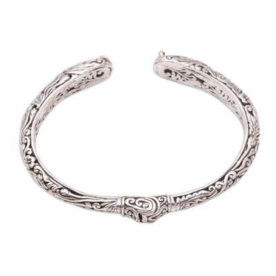 Alternate image for Floral Garnet Cuff Bracelet Crafted in Bali Hint of Twilight