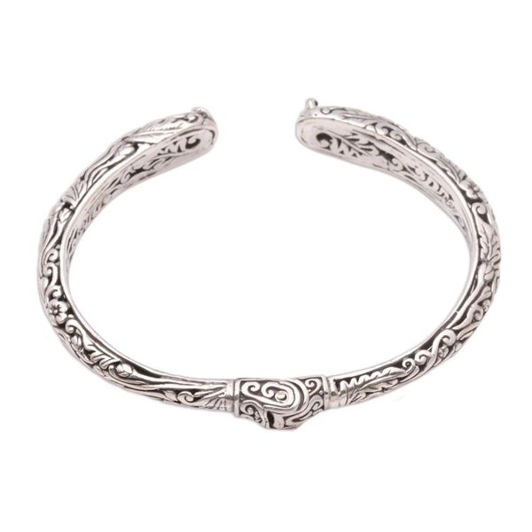 Alternate image for Floral Garnet Cuff Bracelet Crafted in Bali Hint of Twilight