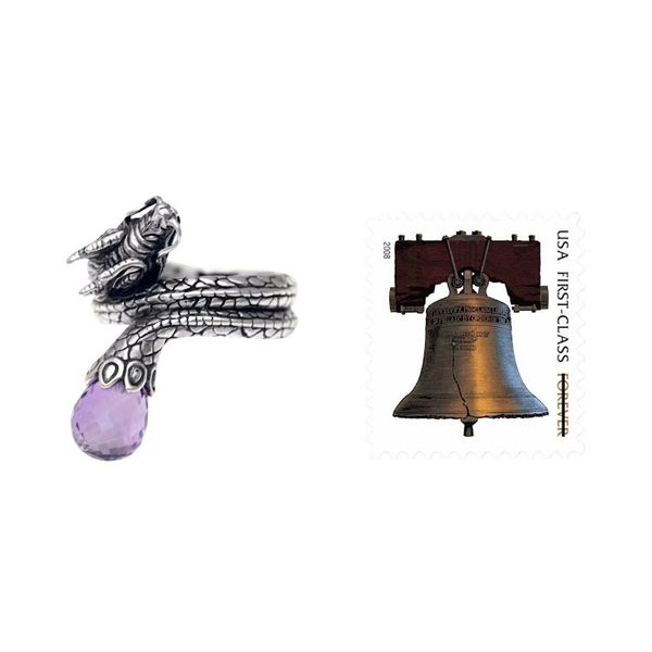 Alternate image for Original Artisan Crafted Silver Dragon Ring with Amethyst Royal Dragon