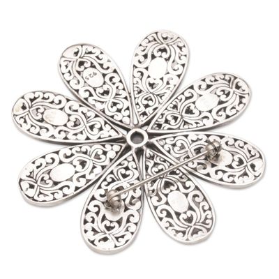 Alternate image for Handmade 925 Sterling Silver Cultured Pearl Floral Brooch Starlight Flower