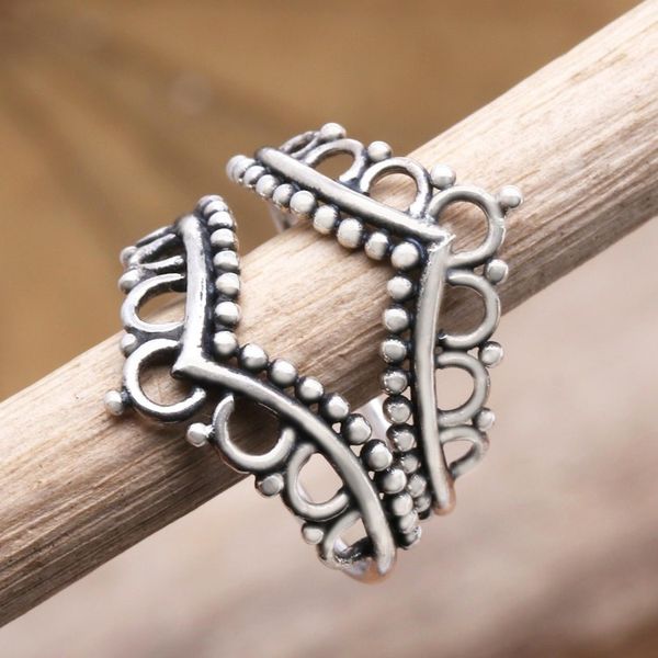 Alternate image for Hand Made Sterling Silver Stacking Rings Pair Two Queens