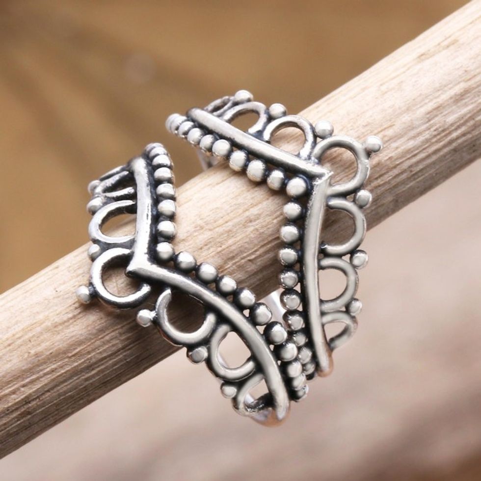 Hand Made Sterling Silver Stacking Rings Pair 'Two Queens'