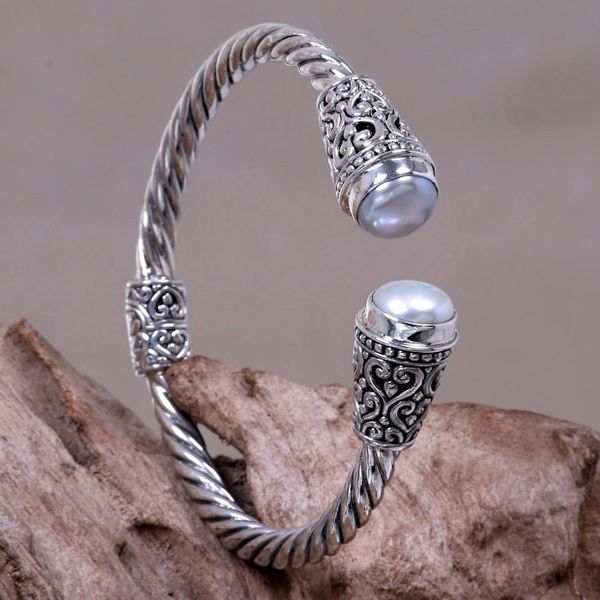 Alternate image for Hand Crafted Cultured Freshwater Pearl Cuff Bracelet Precious Dewdrops
