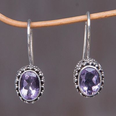 Alternate image for Sterling Silver Amethyst Drop Earrings Purple Spell