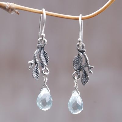 Primary image for Handmade Sterling Silver Dangle Earrings  Blue Rainforest