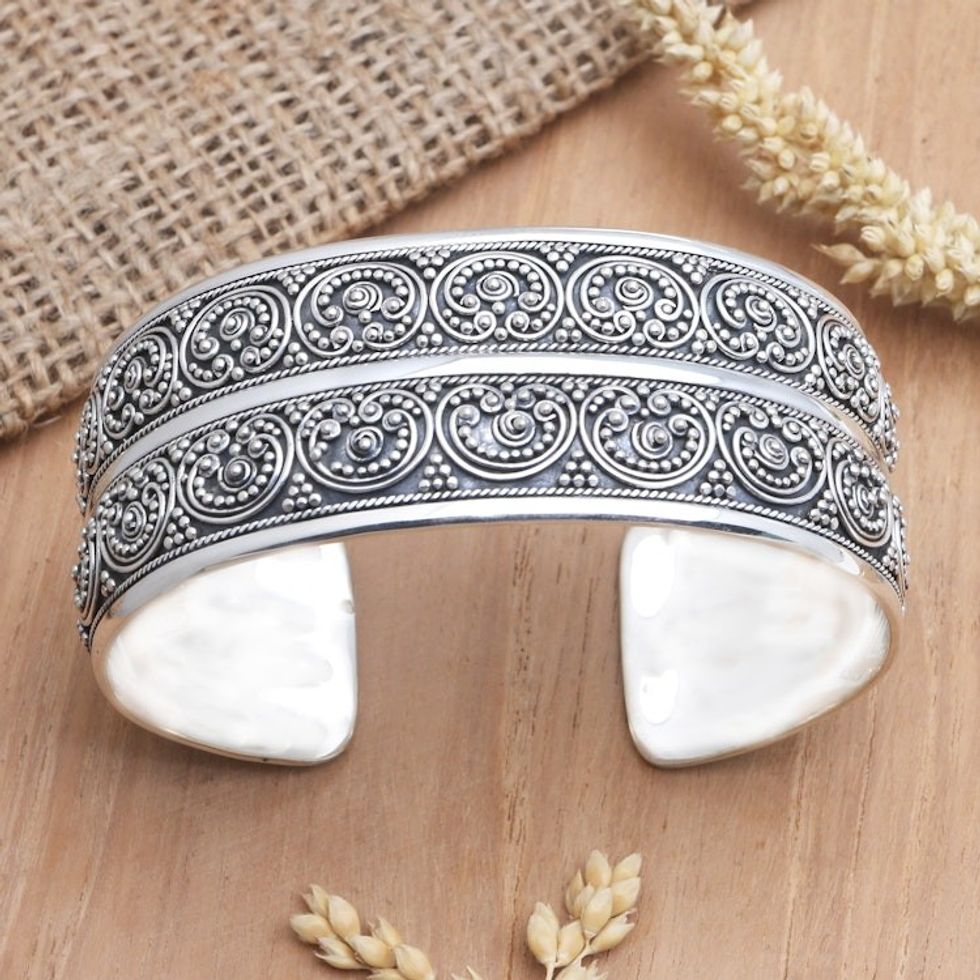 Artisan Crafted Sterling Silver Cuff Bracelet 'Half-Remembered Dream'