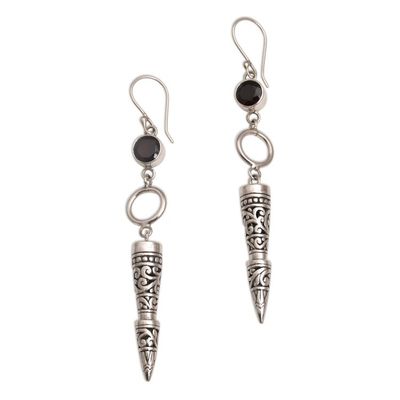 Alternate image for Garnet and 925 Silver Cone-Shaped Earrings from Bali Kamasan Cones