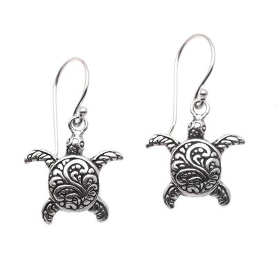 Alternate image for Sterling Silver Sea Turtle Dangle Earrings from Bali Baby Turtles