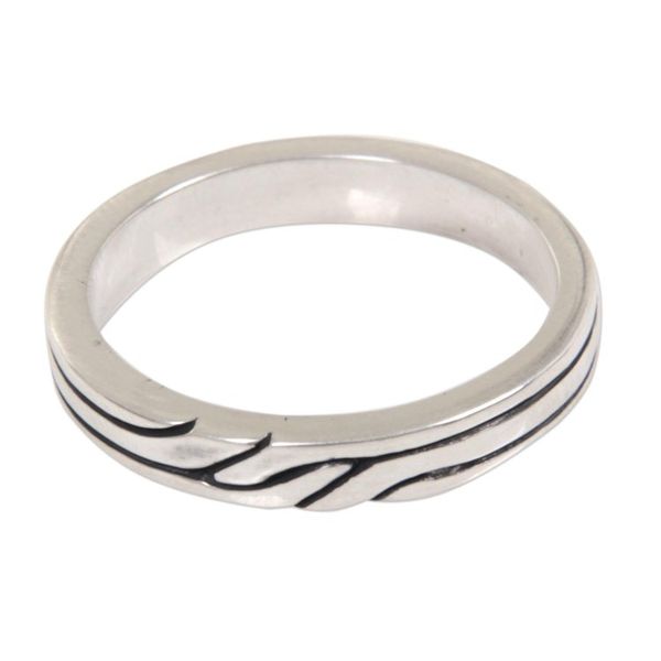 Alternate image for Sterling Silver Band Ring with Balinese Minimalist Styling Shiny Minimalist