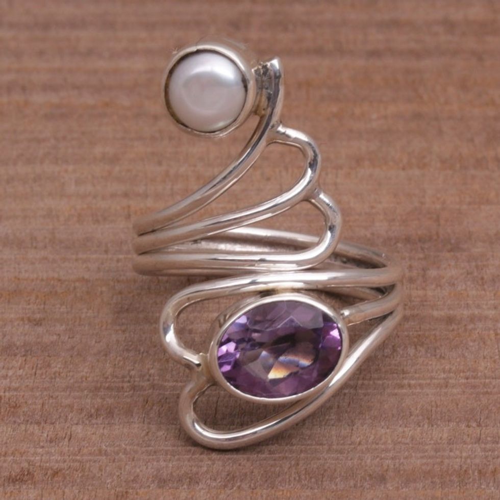 Amethyst and Pearl Ring 'Pure in Heart'