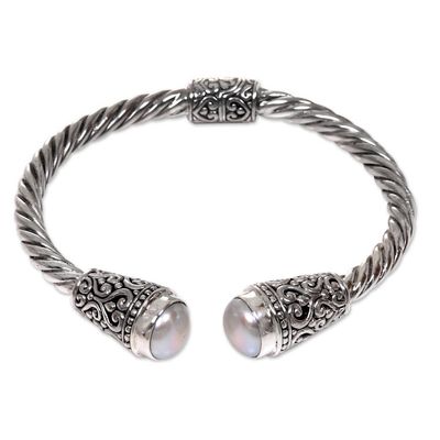 Alternate image for Hand Crafted Cultured Freshwater Pearl Cuff Bracelet Precious Dewdrops
