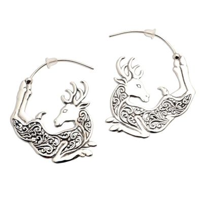 Alternate image for Half Hoop Flying Reindeer Earrings Flying Reindeer
