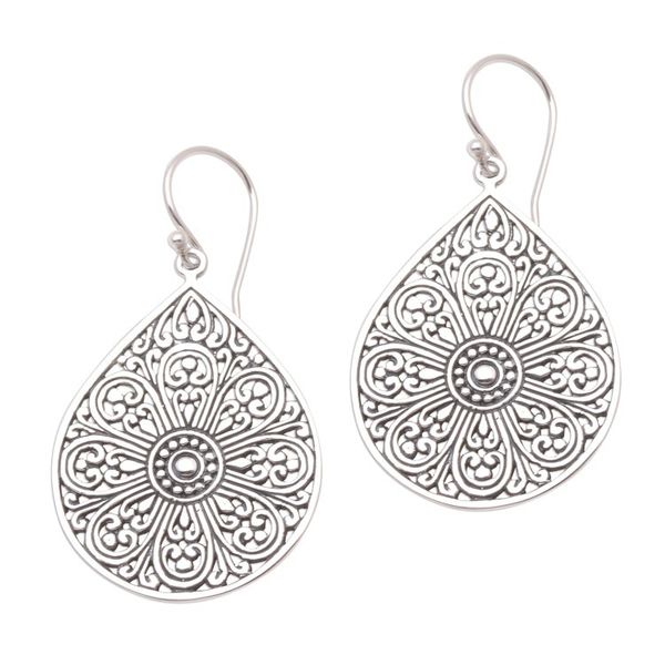 Alternate image for Drop-Shaped Sterling Silver Dangle Earrings from Bali Glorious Teardrops