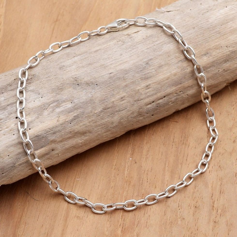 Hand Made Sterling Silver Chain Bracelet from Bali 'For Your Birthday'