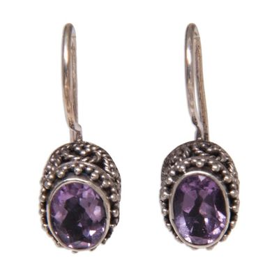 Alternate image for Sterling Silver Amethyst Drop Earrings Purple Spell