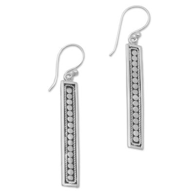 Alternate image for Handmade Long Sterling Silver Dangle Earrings from Bali Bold Hello