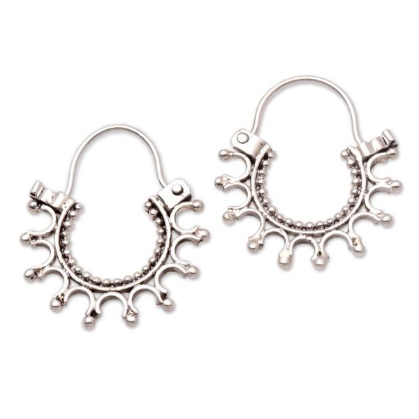 Alternate image for Artisan Crafted Sterling Silver Hoop Earrings Radiance