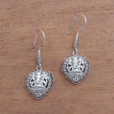 Alternate image for Sterling Silver Ganesha Dangle Earrings from Bali Ganeshas Authority