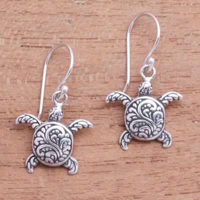Alternate image for Sterling Silver Sea Turtle Dangle Earrings from Bali Baby Turtles