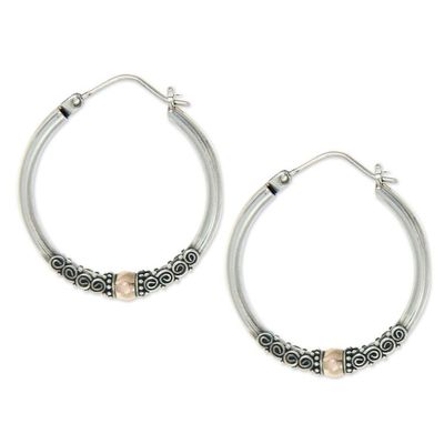 Alternate image for Fair Trade Gold Accented Sterling Silver Hoop Earrings Cloud-Kissed Moon