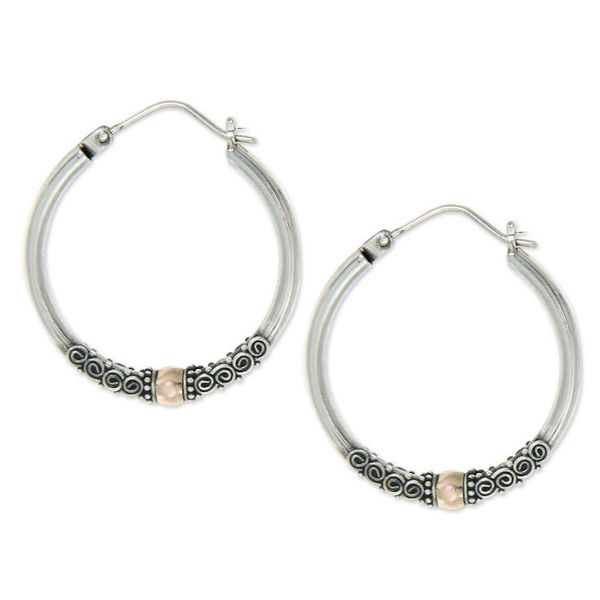 Alternate image for Fair Trade Gold Accented Sterling Silver Hoop Earrings Cloud-Kissed Moon