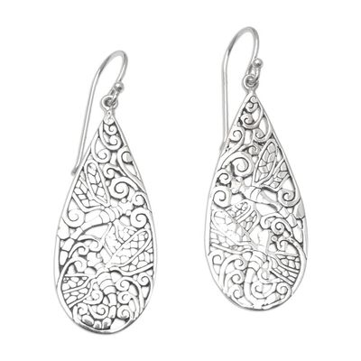 Alternate image for Handmade Balinese Sterling Silver Dangle Earrings Garden Dance