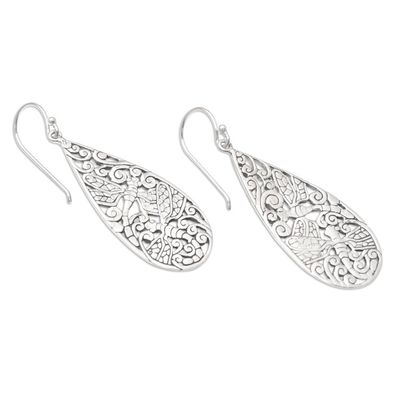 Alternate image for Handmade Balinese Sterling Silver Dangle Earrings Garden Dance