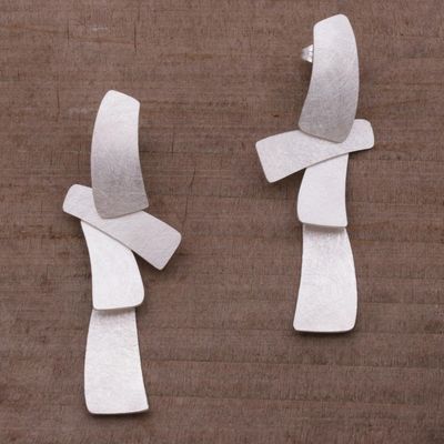 Alternate image for Sterling Silver Modern Drop Earrings from Bali Contemporary Spirit