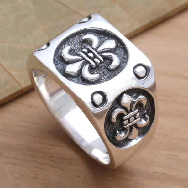 Alternate image for Mens Sterling SIlver Fleur-de-Lis Signet Ring Ancient Emblem