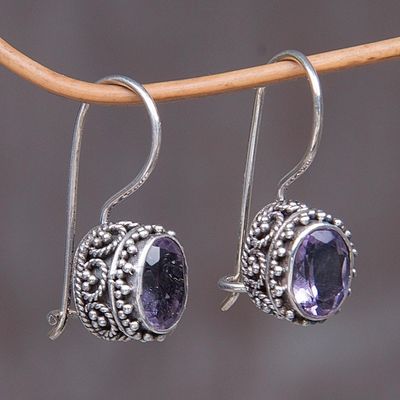 Alternate image for Sterling Silver Amethyst Drop Earrings Purple Spell