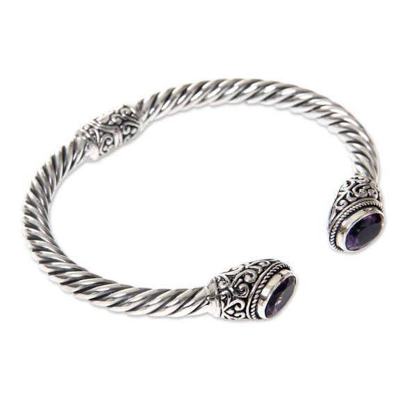 Alternate image for Bali Jewelry Sterling Silver Cuff Bracelet with Amethyst Bali Splendor