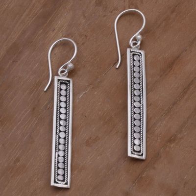 Alternate image for Handmade Long Sterling Silver Dangle Earrings from Bali Bold Hello