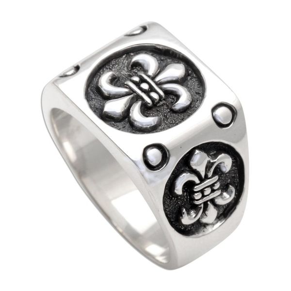Alternate image for Mens Sterling SIlver Fleur-de-Lis Signet Ring Ancient Emblem