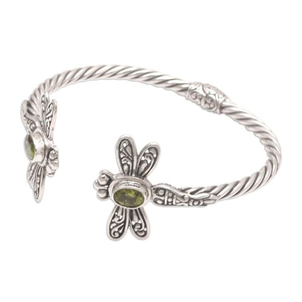 Alternate image for Peridot Cuff Bracelet with Dragonfly Motif Soft Flutter in Green