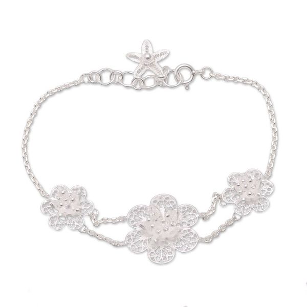 Alternate image for Floral Sterling Silver Filigree Pendant Bracelet from Java Floral Story