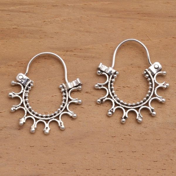Alternate image for Artisan Crafted Sterling Silver Hoop Earrings Radiance