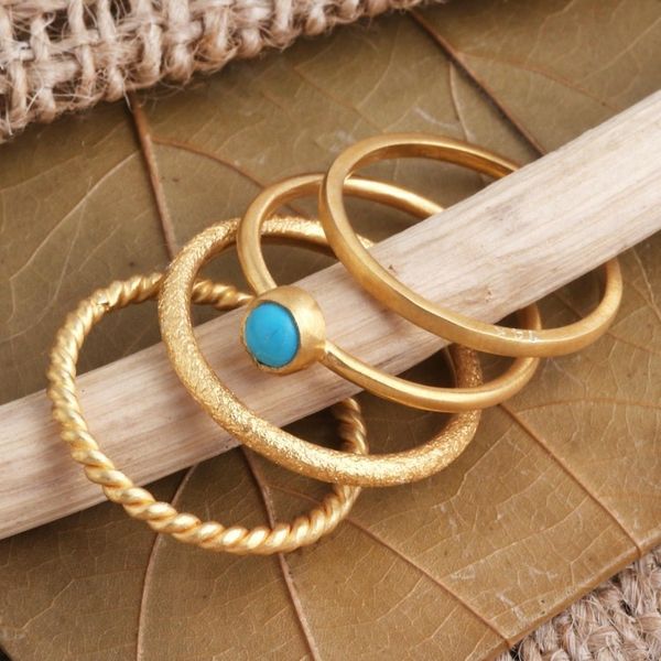 Alternate image for 14k Gold Plated Stacking Rings set of 4 Align
