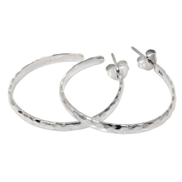 Alternate image for Hand Crafted Sterling Silver Half Hoop Earrings from Bali Mosaic in Sterling