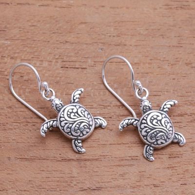 Alternate image for Sterling Silver Sea Turtle Dangle Earrings from Bali Baby Turtles