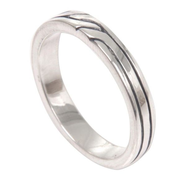 Alternate image for Sterling Silver Band Ring with Balinese Minimalist Styling Shiny Minimalist