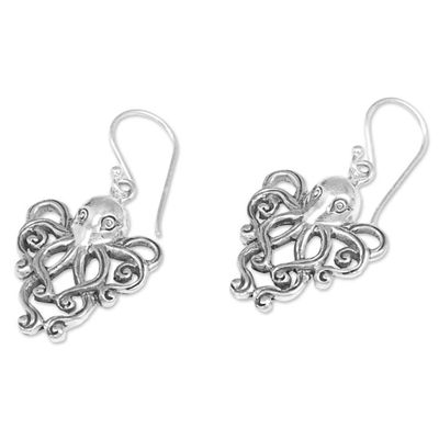 Alternate image for Sterling Silver Dangle Earrings Octopus from Indonesia Octopus of the Deep
